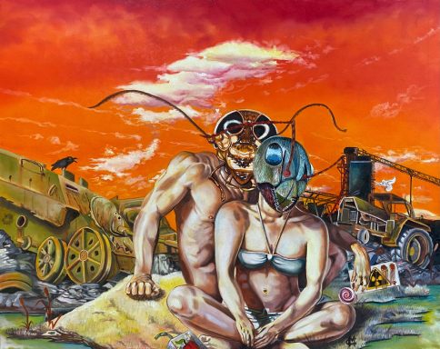 „Nach dem Staub“

Öl auf Leinwand, 80 × 100 cm

Zwei Körper in einer verbrannten Landschaft,
zwischen Maschinen, Schutt und der letzten Spur